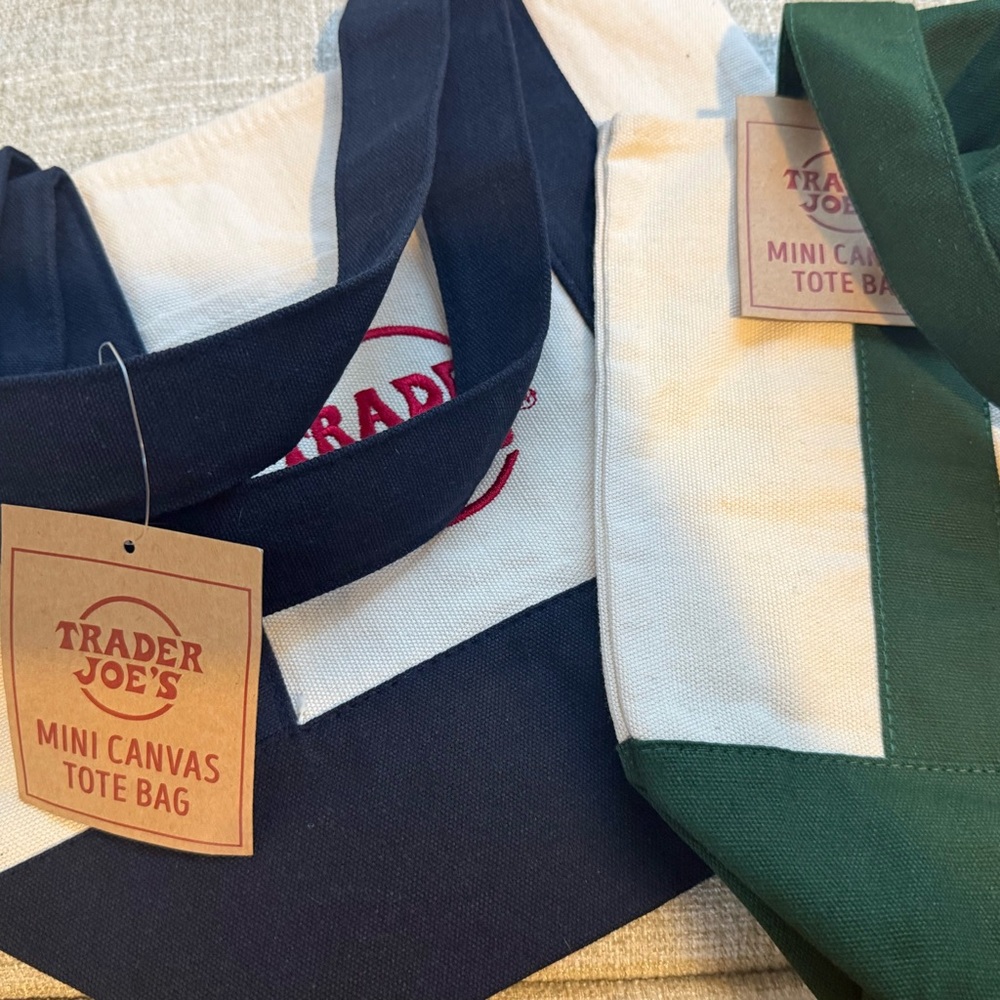 Trader Joe's Mini Canvas Tote Bags - Green and Black - Picture 3 of 3